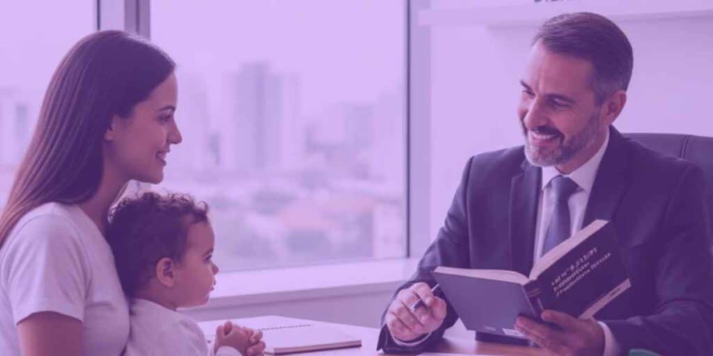 Advogado explicando sobre benefícios previdenciários