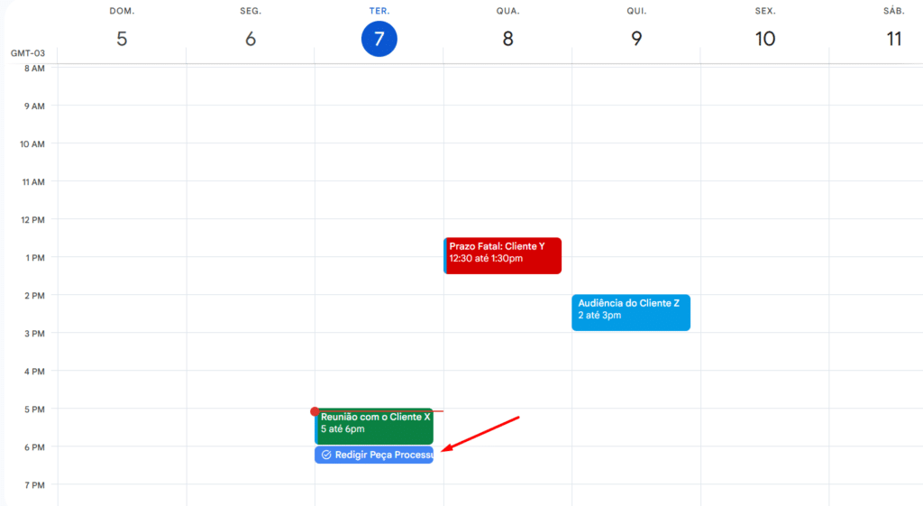 Google Agenda - atividade no calendário