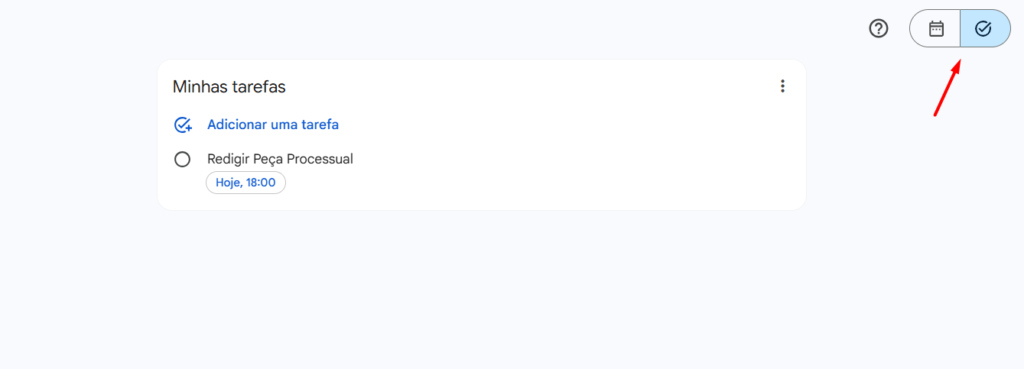 Google Agenda - aba "minhas tarefas"