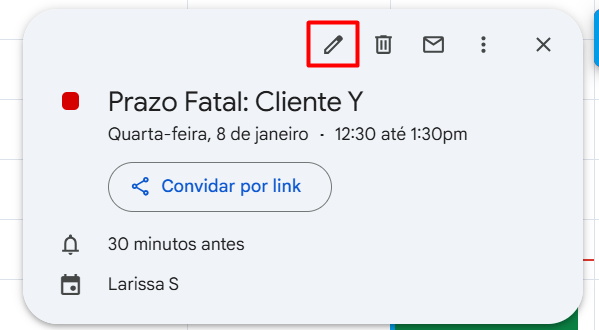 Google Agenda - Prazos